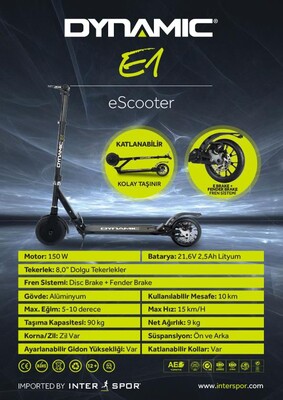 Dynamic E1 Elektrikli Scooter - Thumbnail