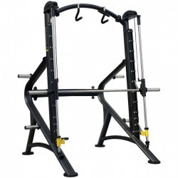 Hattrick Pro BK-22 Stairstep SquatT Rack With Aadjustable Safety Catch Counter Balanced Smith Machine W/Linear Bearing (Vertical)-With Stainless Catch - Thumbnail