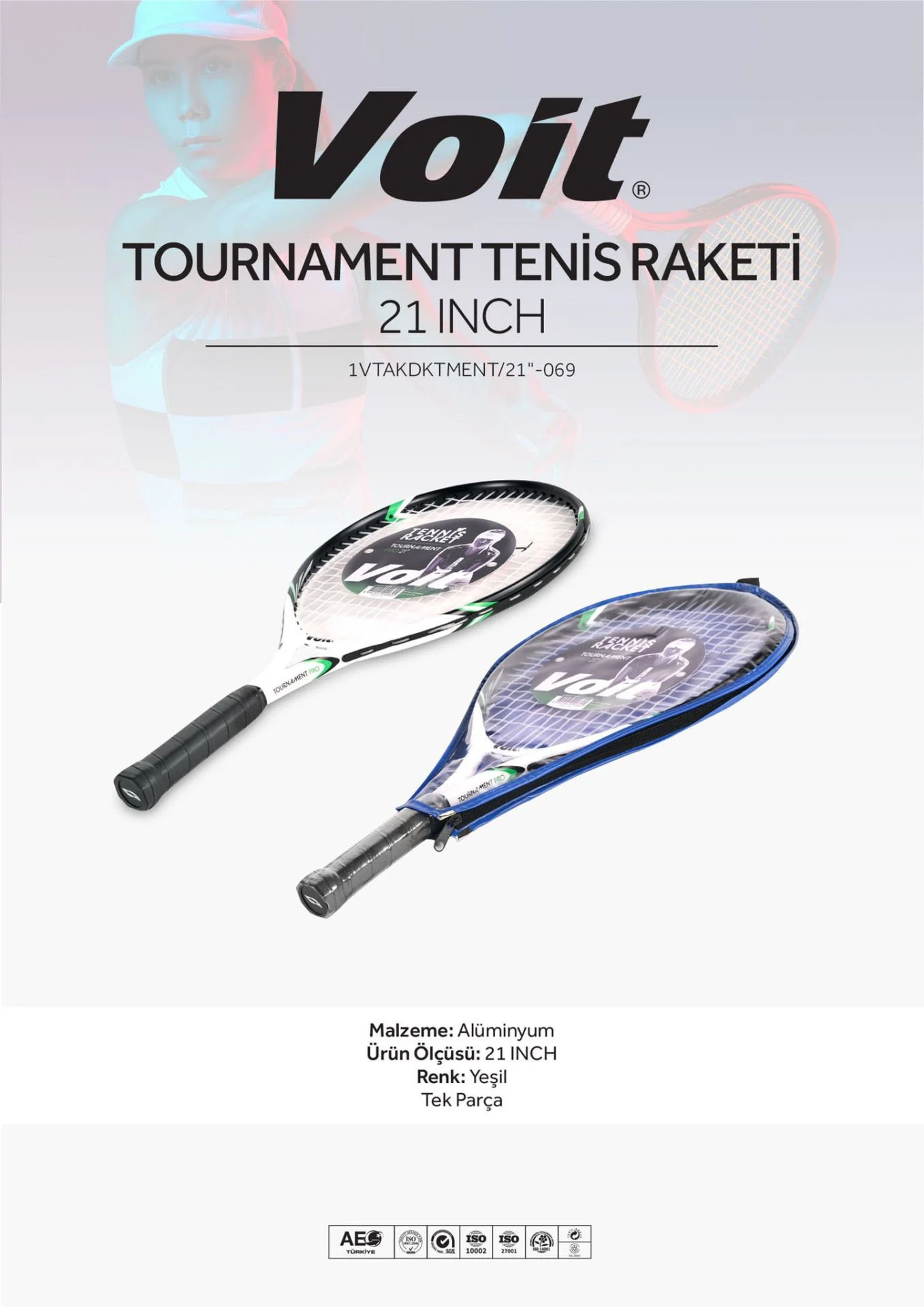 Voit Tournament Pro Tenis Raketi 21 Inch Yeşil - Thumbnail
