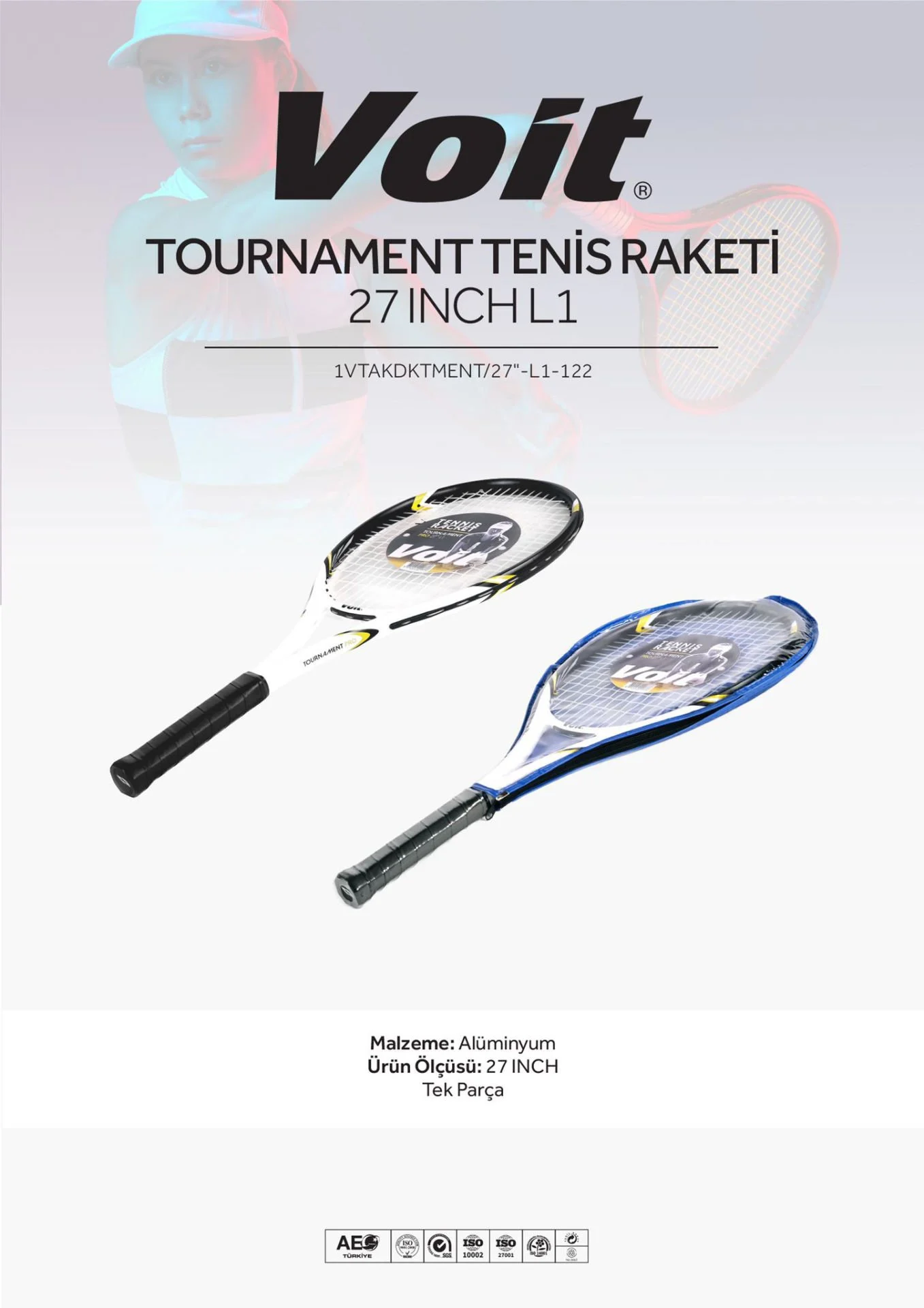 Voit Tournament Pro Tenis Raketi 27 Inch L1 Fosfor - Thumbnail