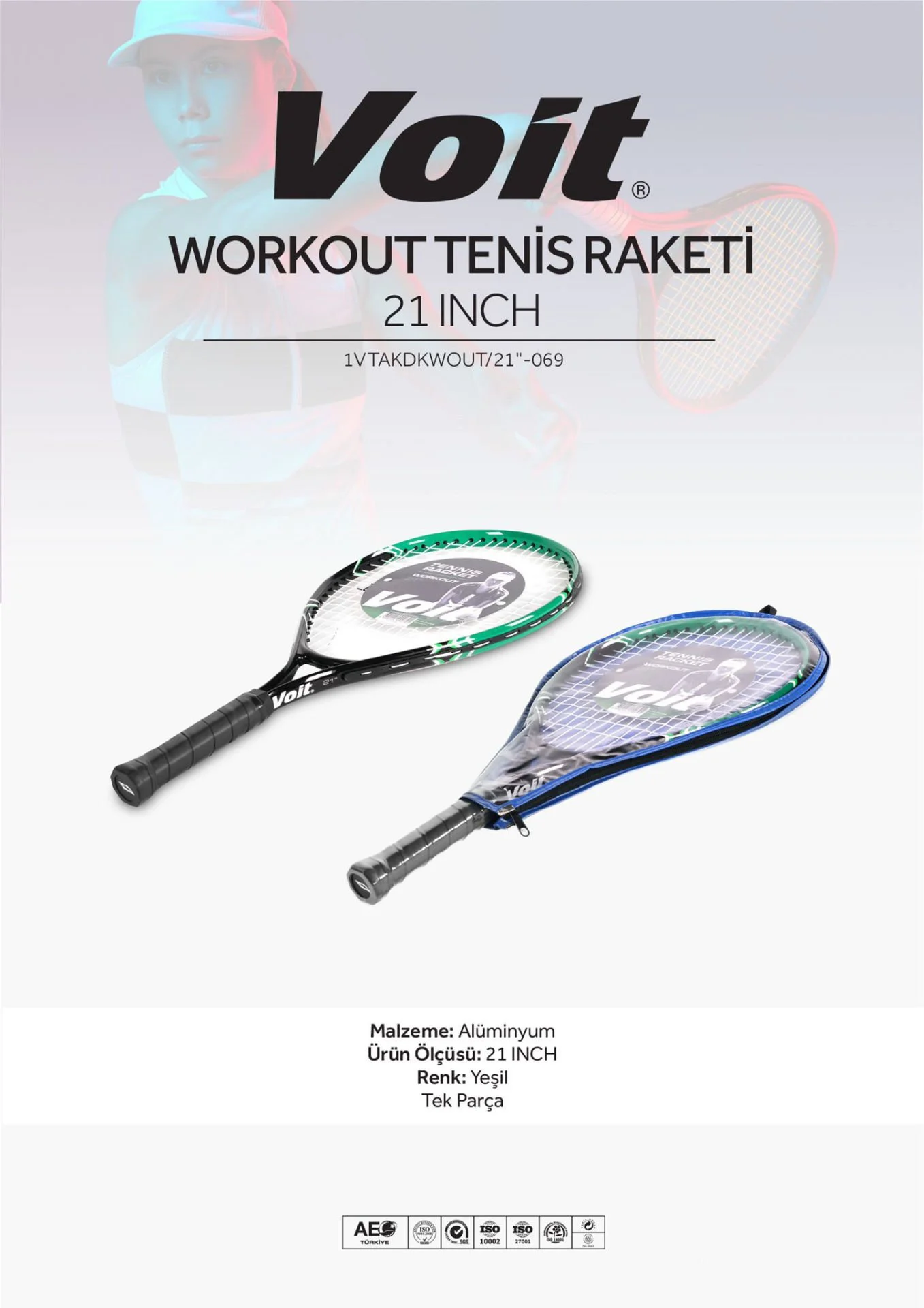Voit Workout Tenis Raketi 21 Inch Yeşil - Thumbnail