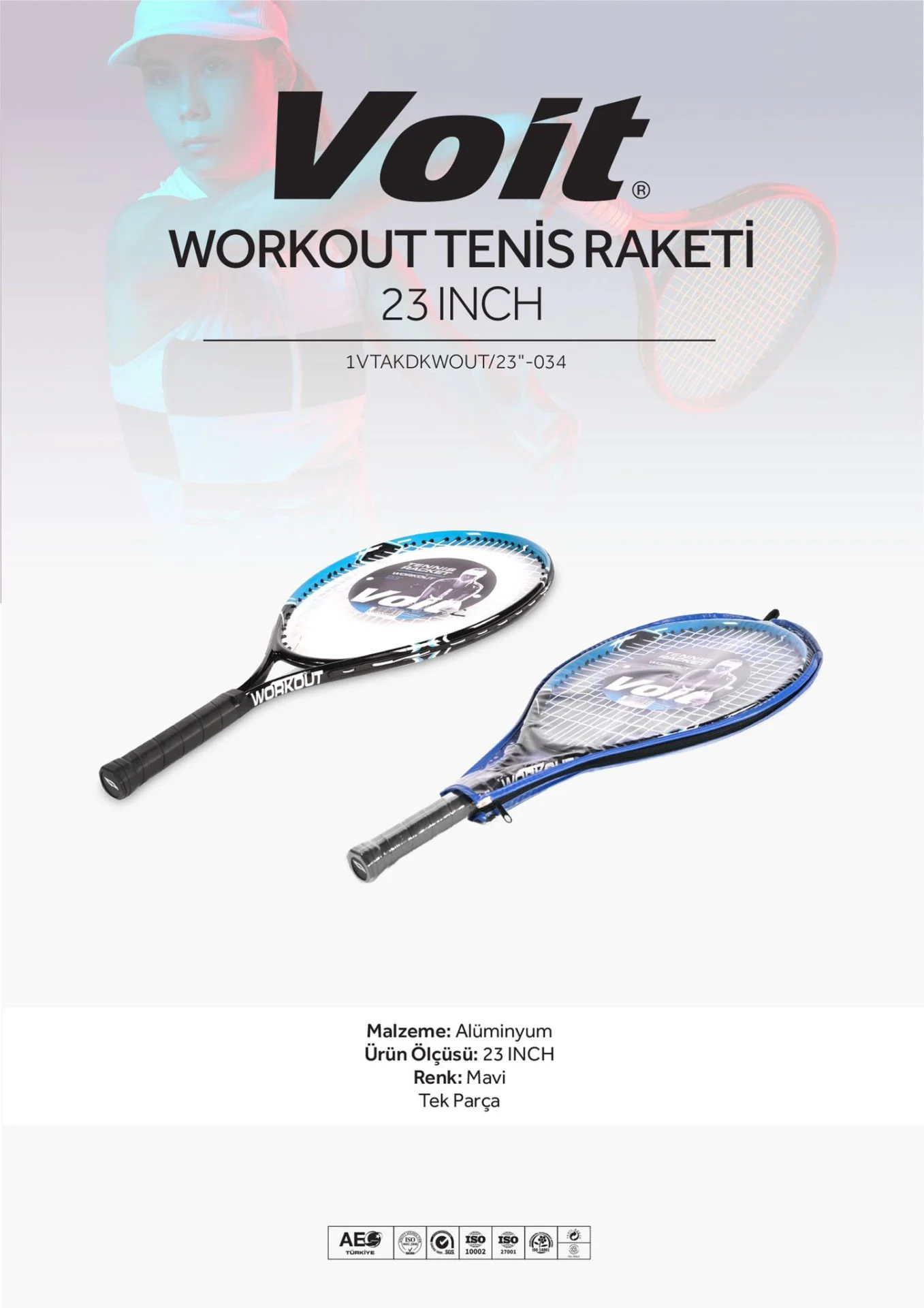 Voit Workout Tenis Raketi 23 Inch Mavi - Thumbnail
