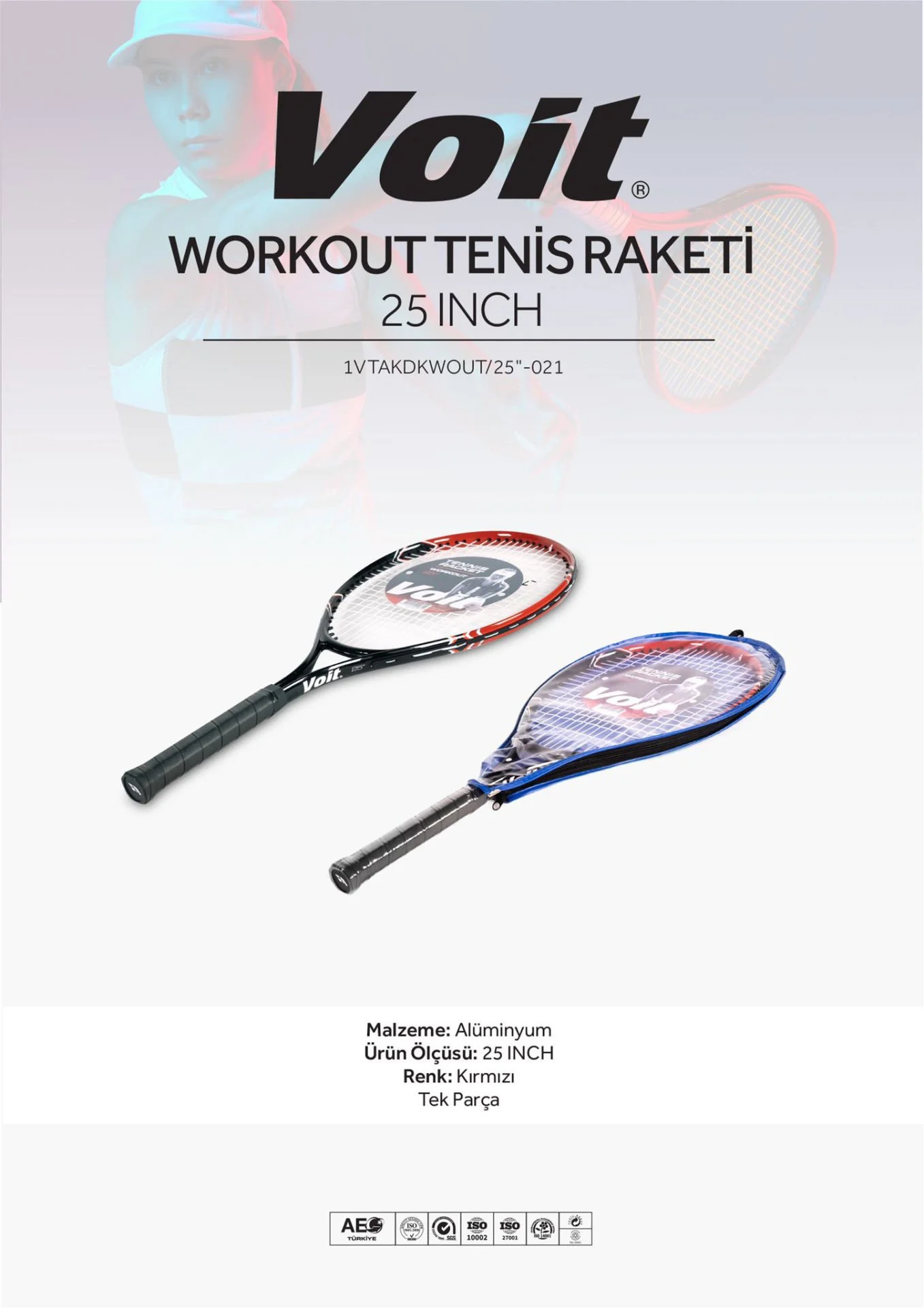 Voit Workout Tenis Raketi 25 Inch Kırmızı - Thumbnail